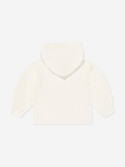 Escada Girls Logo Badge Zip Up Top in Ivory