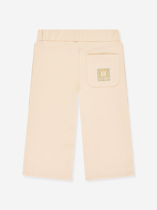 Escada Baby Girls Embroidered Logo Jersey Trousers in Beige