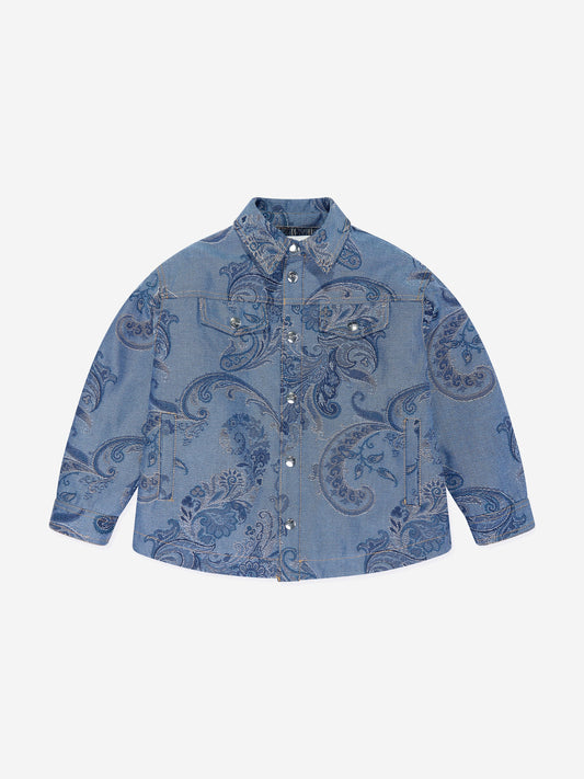 Etro Kids Paisley Print Jacket in Navy