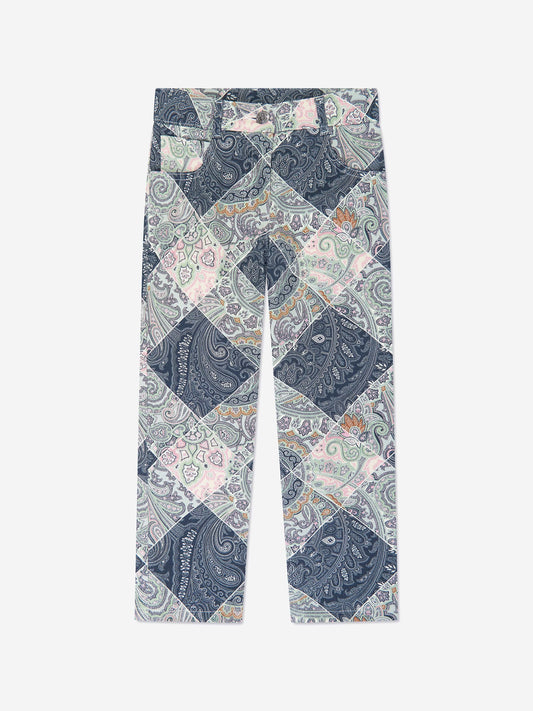 Etro Girls Paisley Trousers in Navy