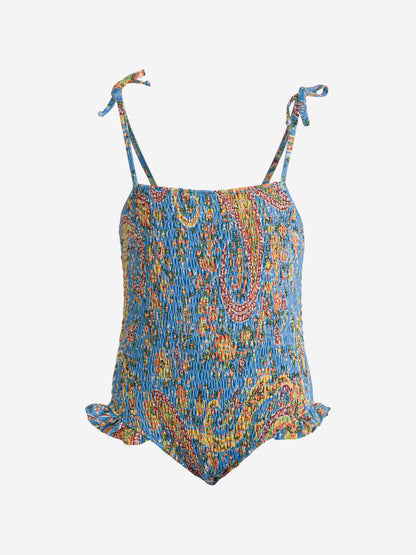 Etro Girls Floral Paisley Swimsuit in Blue