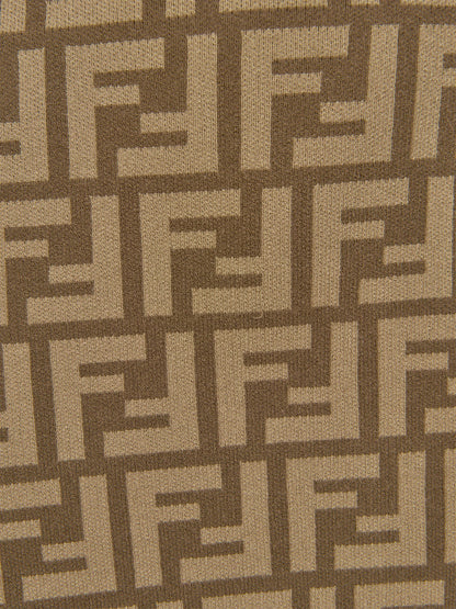 Fendi Girls FF Logo Knitted Skirt in Brown