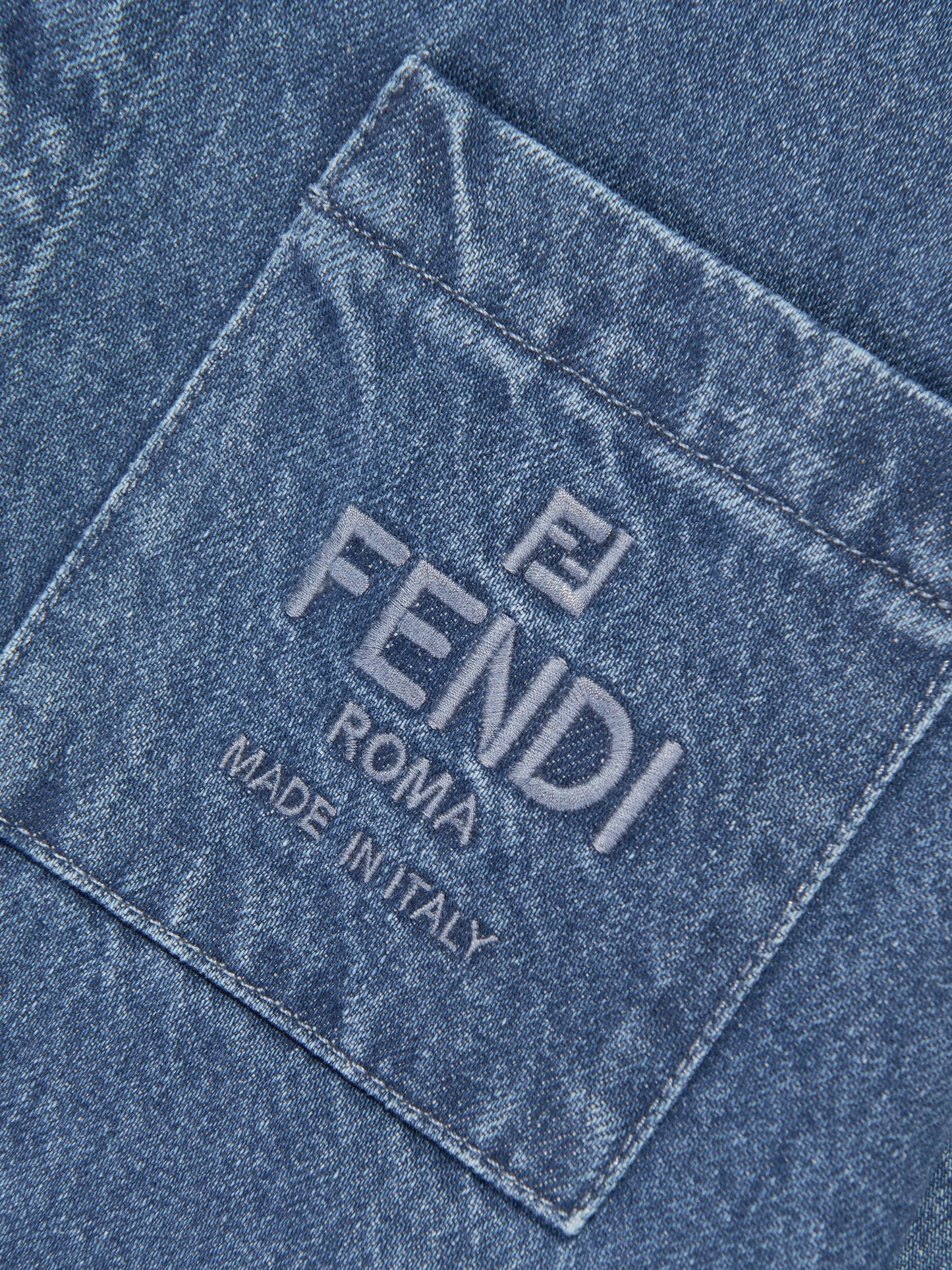 Fendi Kids FF Logo Denim Overshirt in Blue