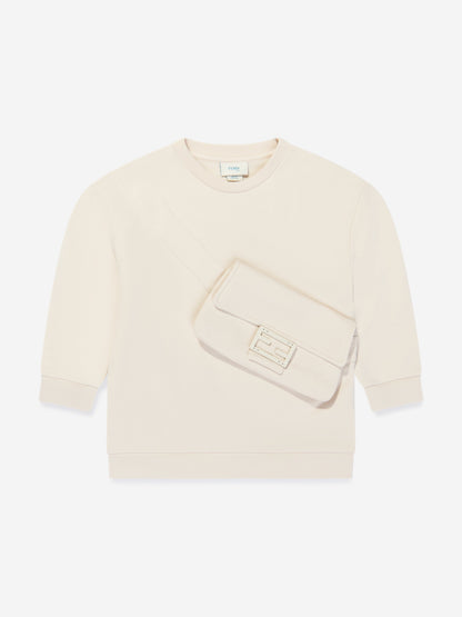 Fendi Kids Baguette Bag Sweatshirt in Beige