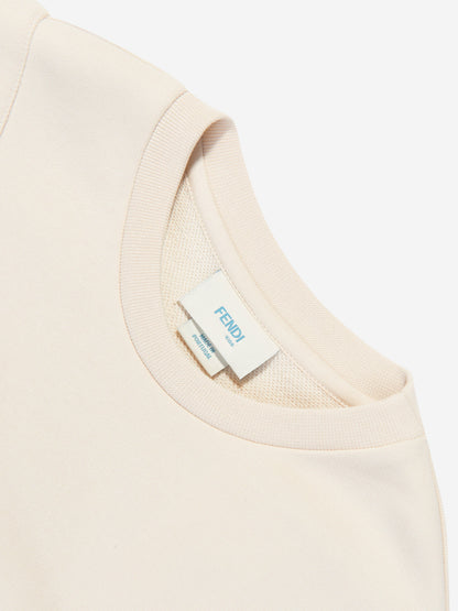 Fendi Kids Baguette Bag Sweatshirt in Beige