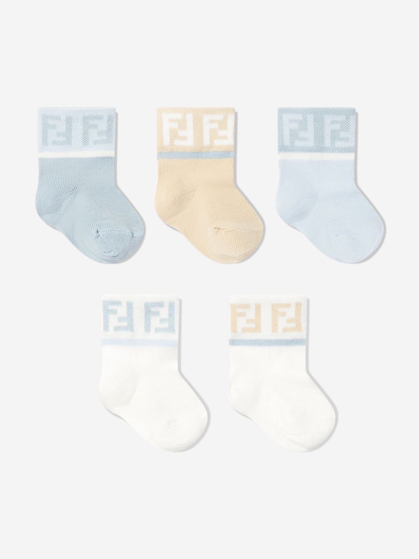 Fendi Baby Boys Logo Socks Set (5 Pairs) in Multicolour
