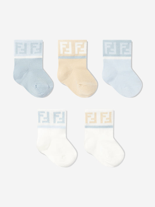 Fendi Baby Boys Logo Socks Set (5 Pairs) in Multicolour