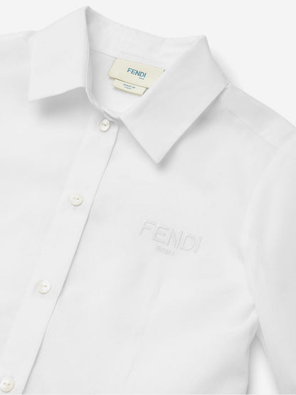 Fendi Girls Cotton Shirt in White