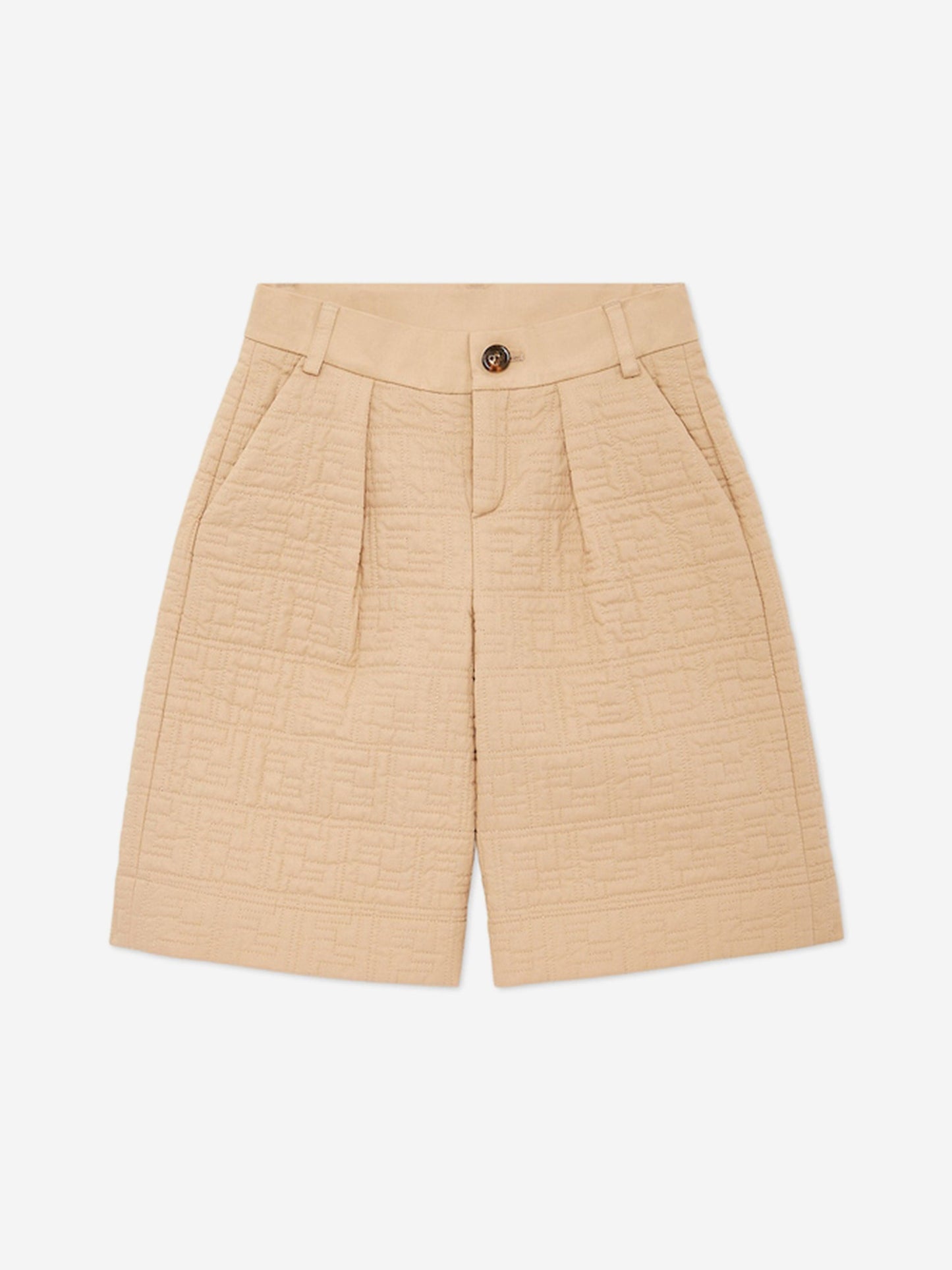 Fendi Boys FF Quilted Shorts in Beige