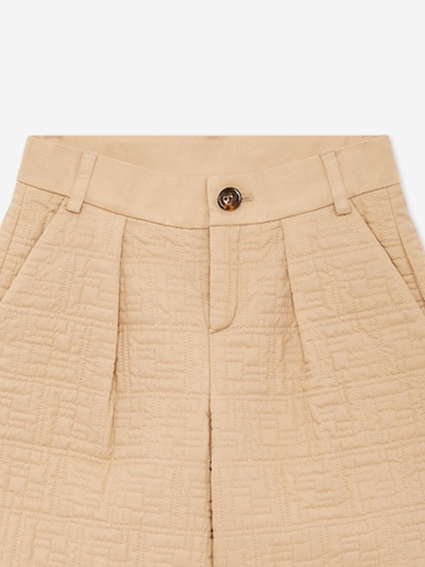 Fendi Boys FF Quilted Shorts in Beige