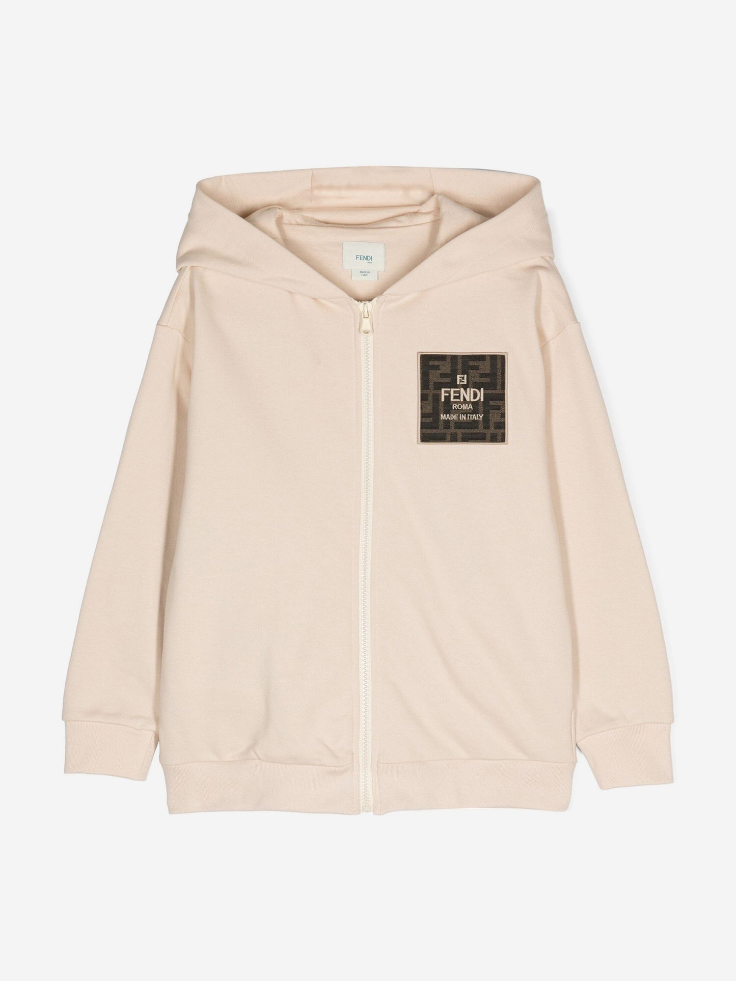 Fendi Kids Logo Zip Up Top in Beige