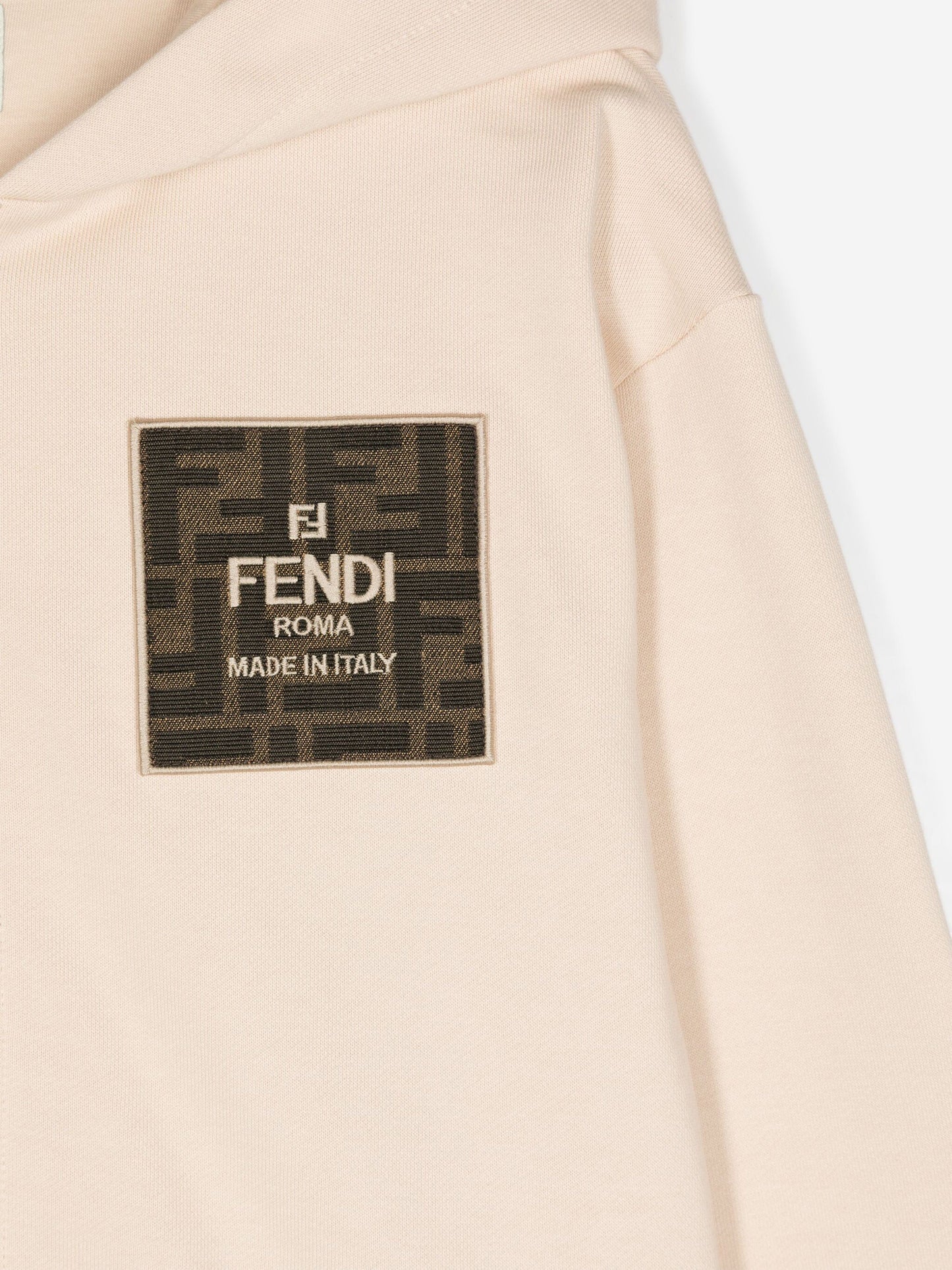 Fendi Kids Logo Zip Up Top in Beige