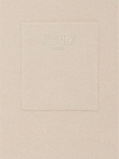 Fendi Kids Wool FF Reversible Scarf in Beige