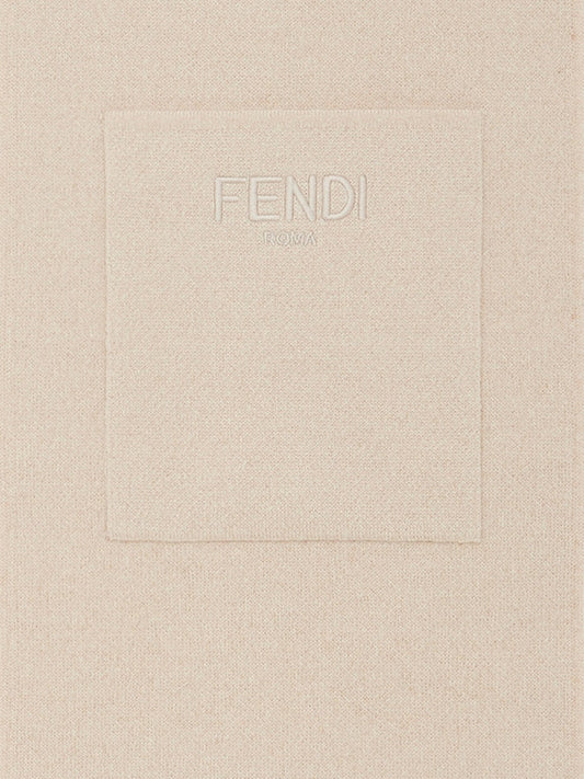 Fendi Kids Wool FF Reversible Scarf in Beige