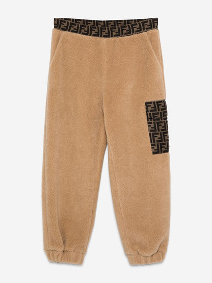 Fendi Kids Teddy Joggers in Beige