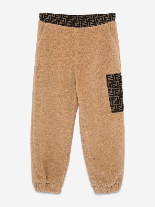 Fendi Kids Teddy Joggers in Beige