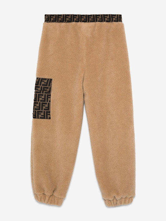 Fendi Kids Teddy Joggers in Beige