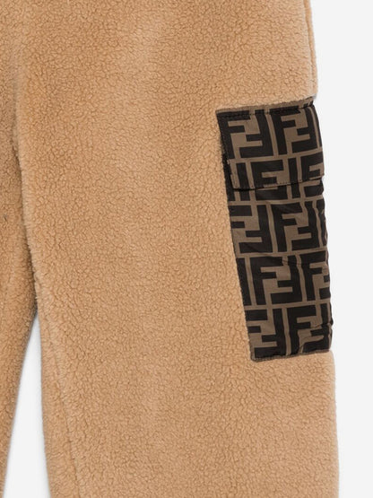 Fendi Kids Teddy Joggers in Beige