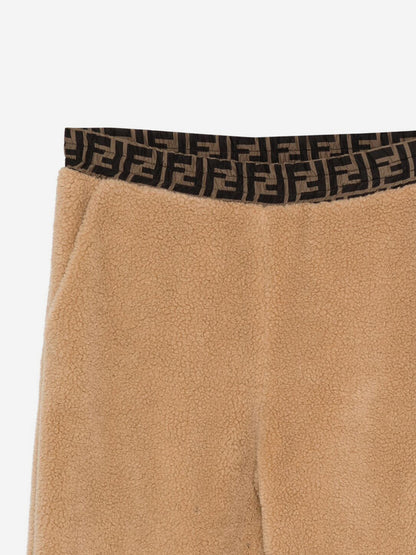Fendi Kids Teddy Joggers in Beige