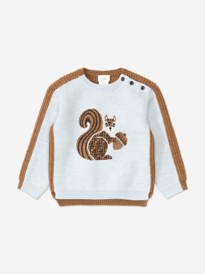 Fendi Baby Wool Knit Squirrel Jumper in Brown