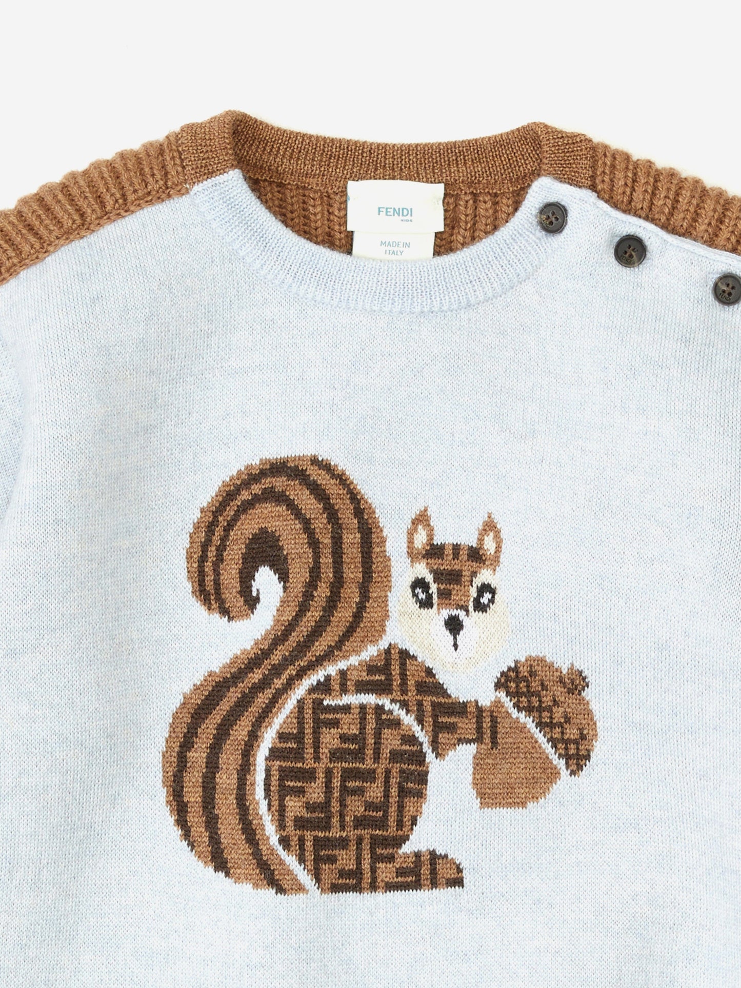 Fendi Baby Wool Knit Squirrel Jumper in Brown