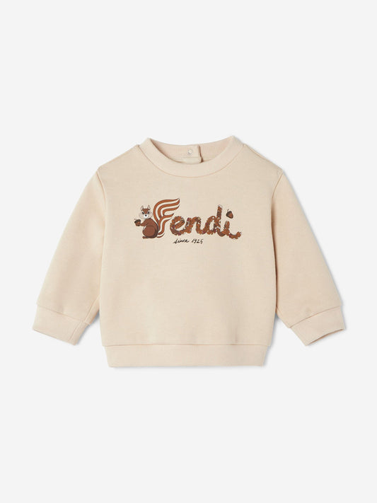 Fendi Baby Squirrel Logo Sweatshirt in Beige