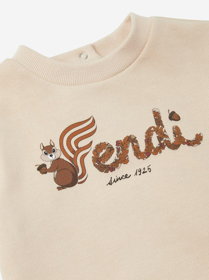 Fendi Baby Squirrel Logo Sweatshirt in Beige
