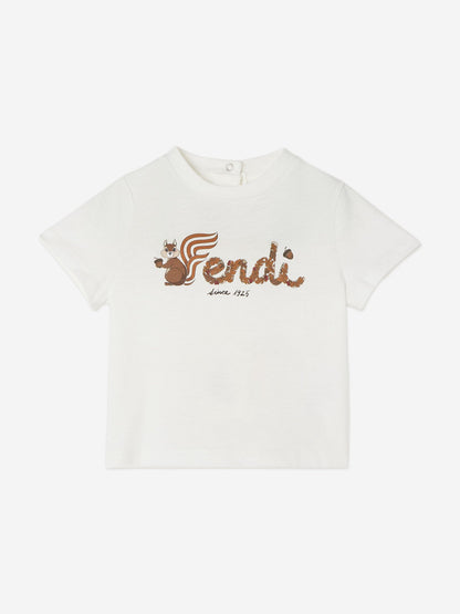 Fendi Baby Squirrel Logo T-Shirt in White