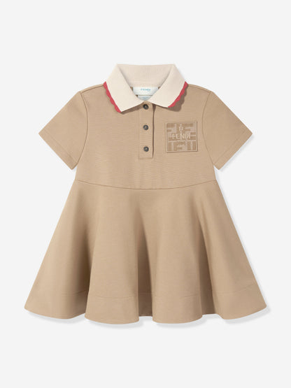 Fendi Girls Punto Milano Dress in Beige