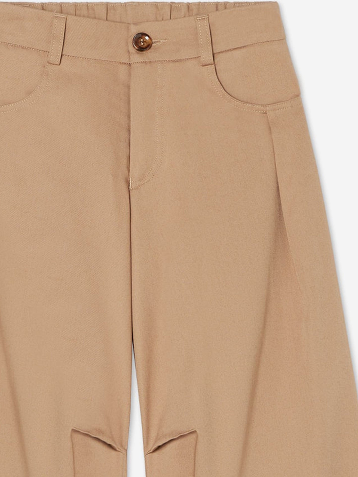 Fendi Girls Gabardine Wide Leg Trousers in Beige