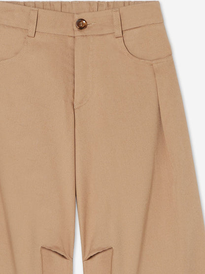 Fendi Girls Gabardine Wide Leg Trousers in Beige