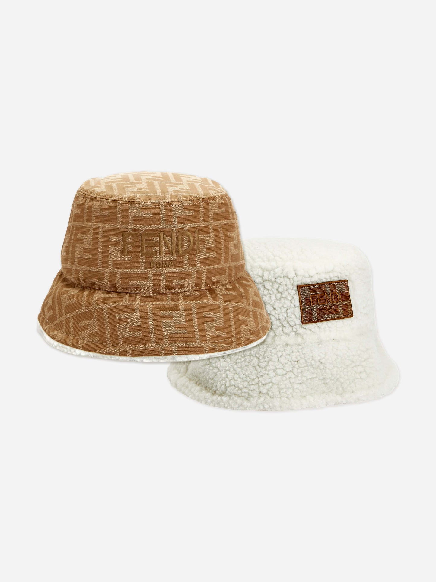 Fendi Kids Reversible Roma Bucket Hat in Brown