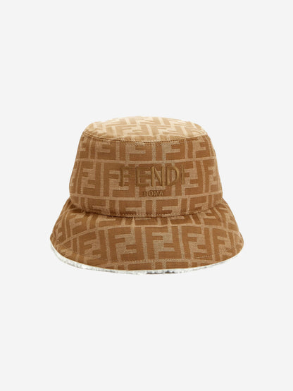 Fendi Kids Reversible Roma Bucket Hat in Brown