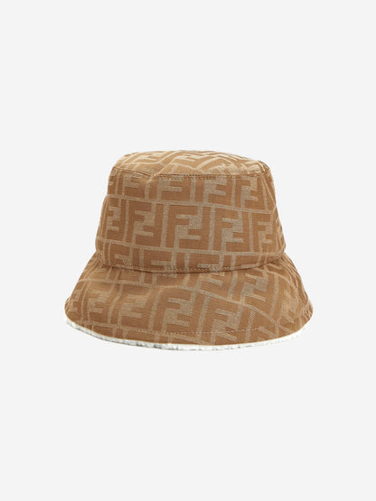 Fendi Kids Reversible Roma Bucket Hat in Brown