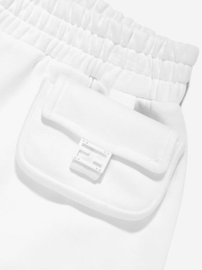 Fendi Girls Baugette Pocket Shorts in White