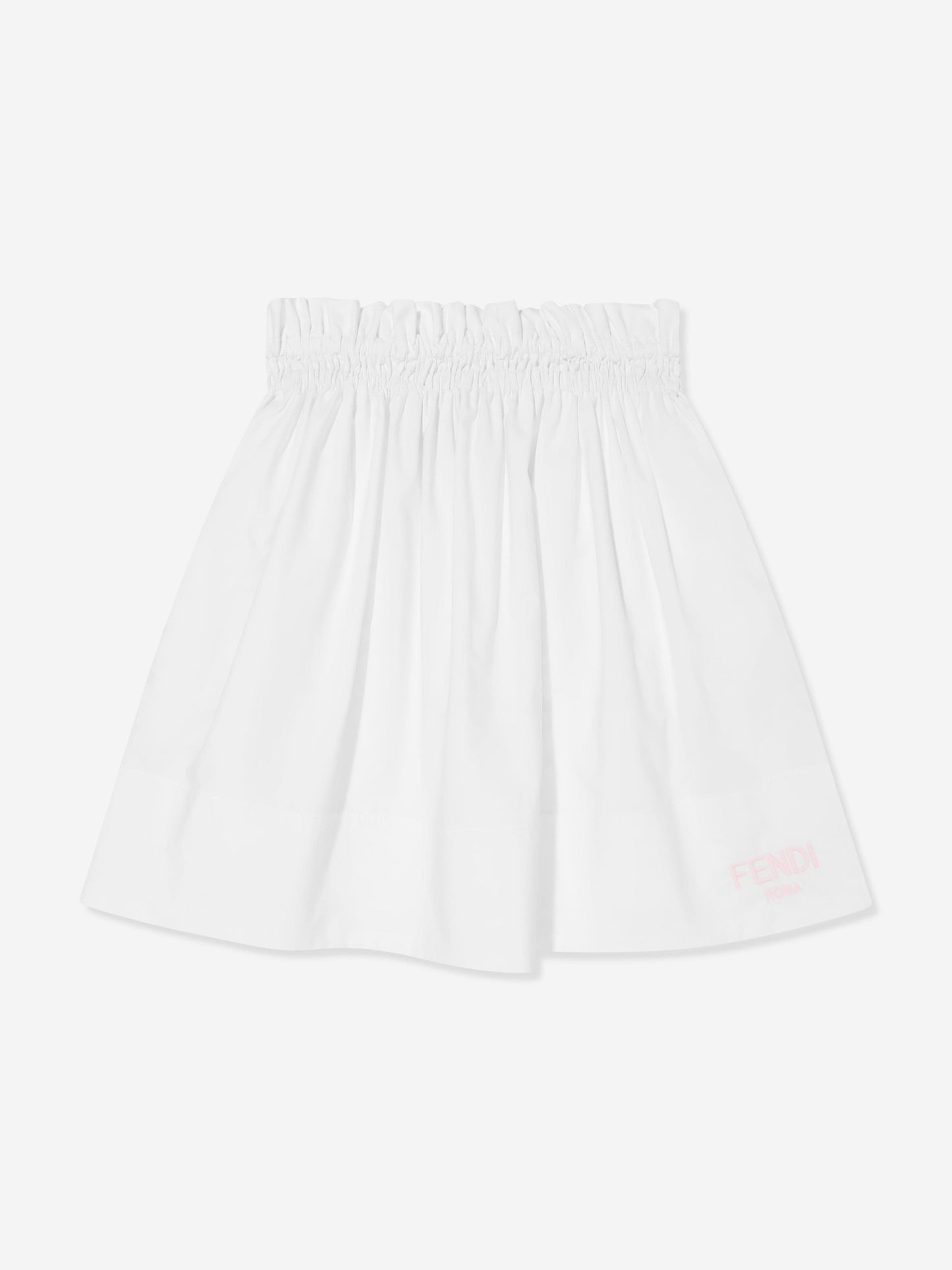 Fendi Girls Cotton Logo Skirt in White