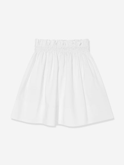 Fendi Girls Cotton Logo Skirt in White