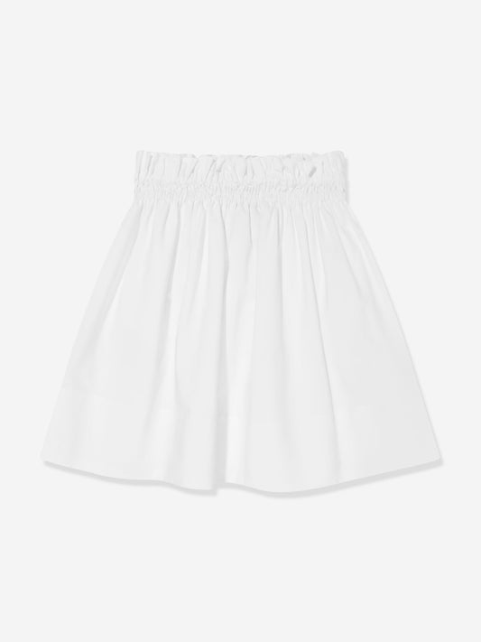 Fendi Girls Cotton Logo Skirt in White