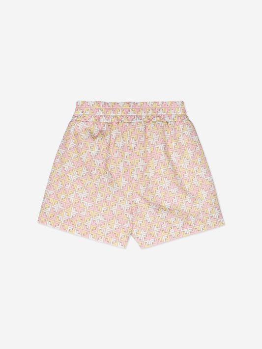Fendi Girls Micro Logo Shorts in Beige