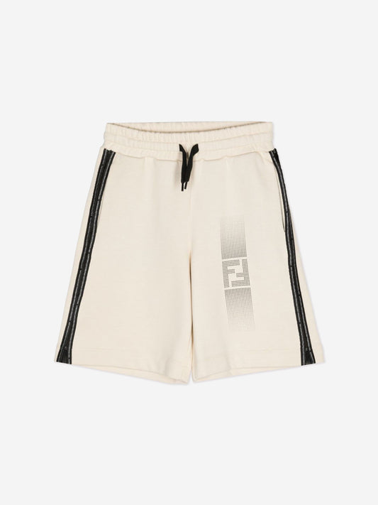 Fendi Boys Logo Bermuda Shorts in Beige