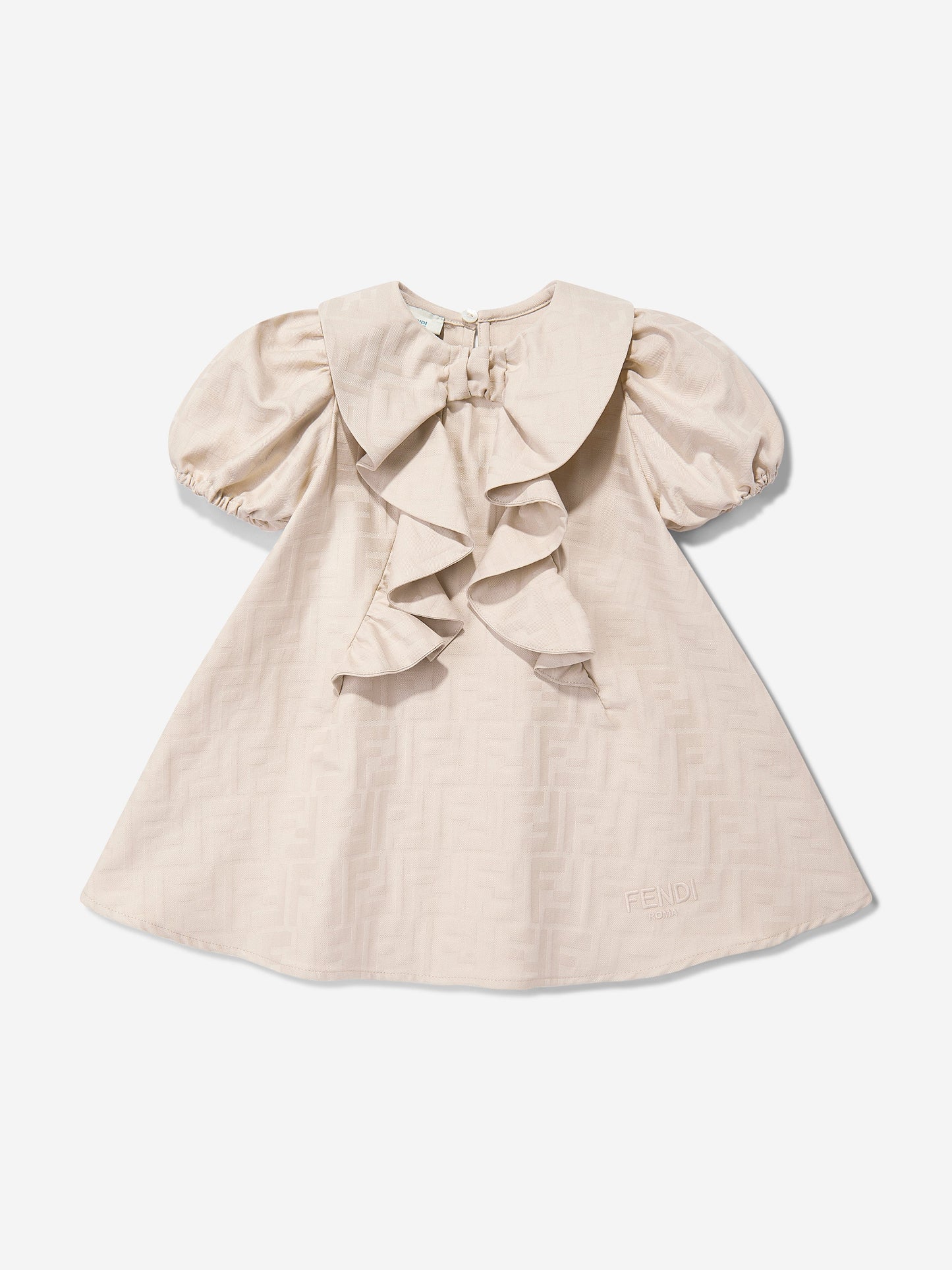 Fendi Baby Girls FF Jacquard Logo Dress in Beige