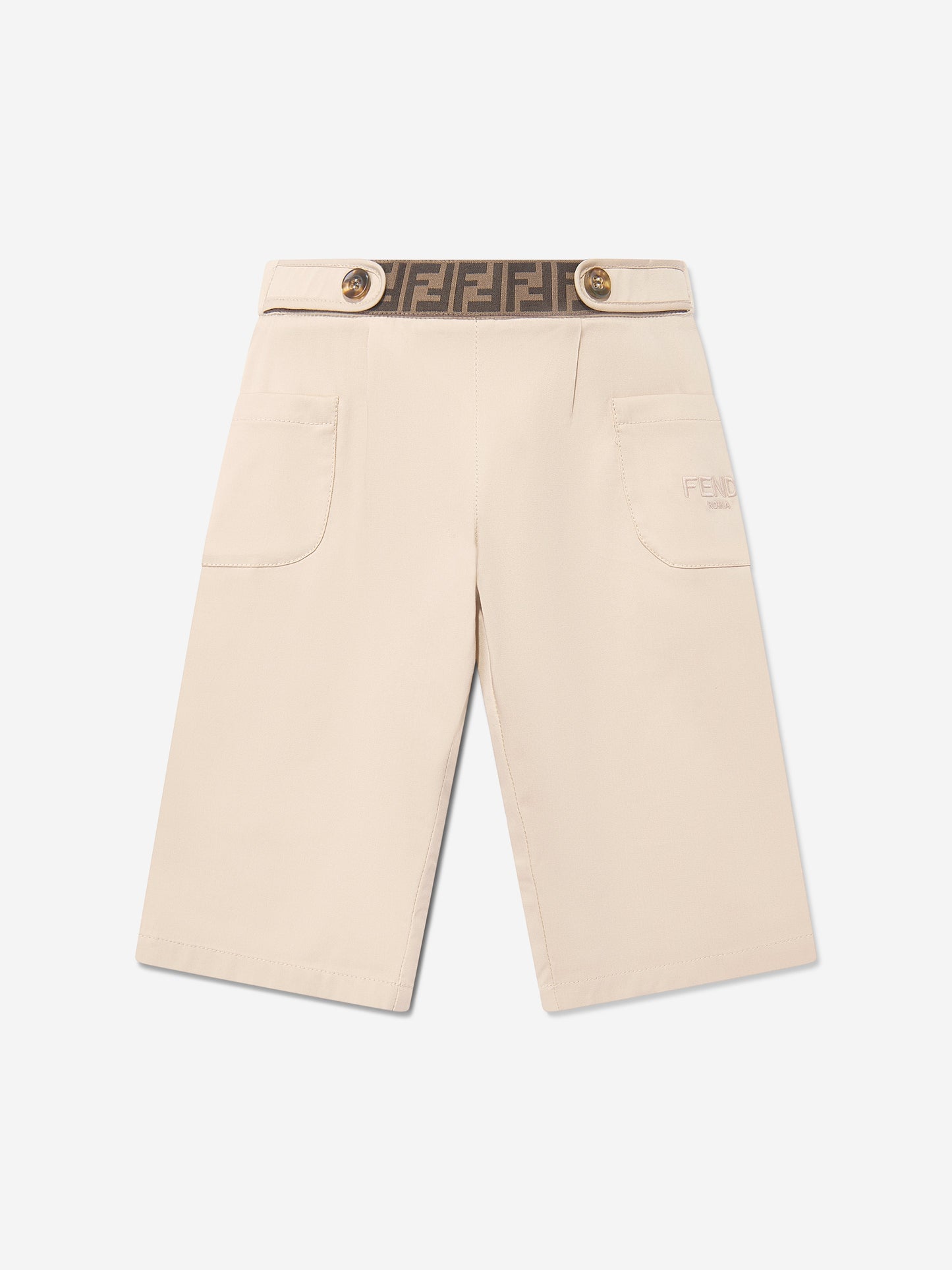 Fendi Baby Girls Stretch Gabardine Trousers in Beige