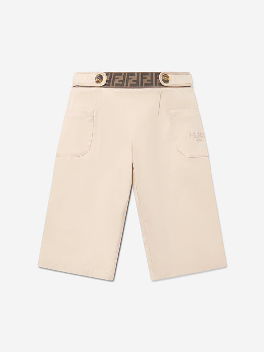 Fendi Baby Girls Stretch Gabardine Trousers in Beige