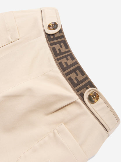 Fendi Baby Girls Stretch Gabardine Trousers in Beige