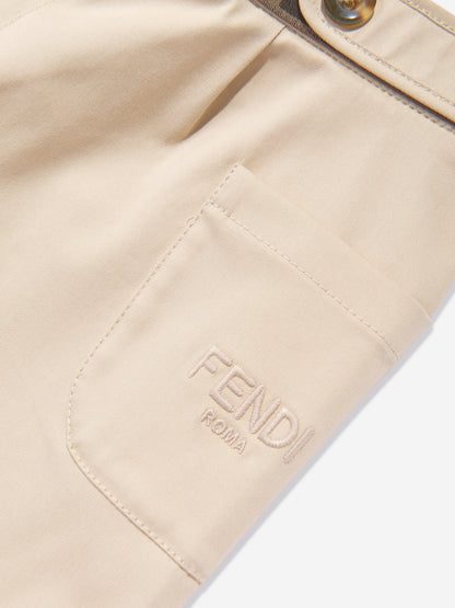 Fendi Baby Girls Stretch Gabardine Trousers in Beige