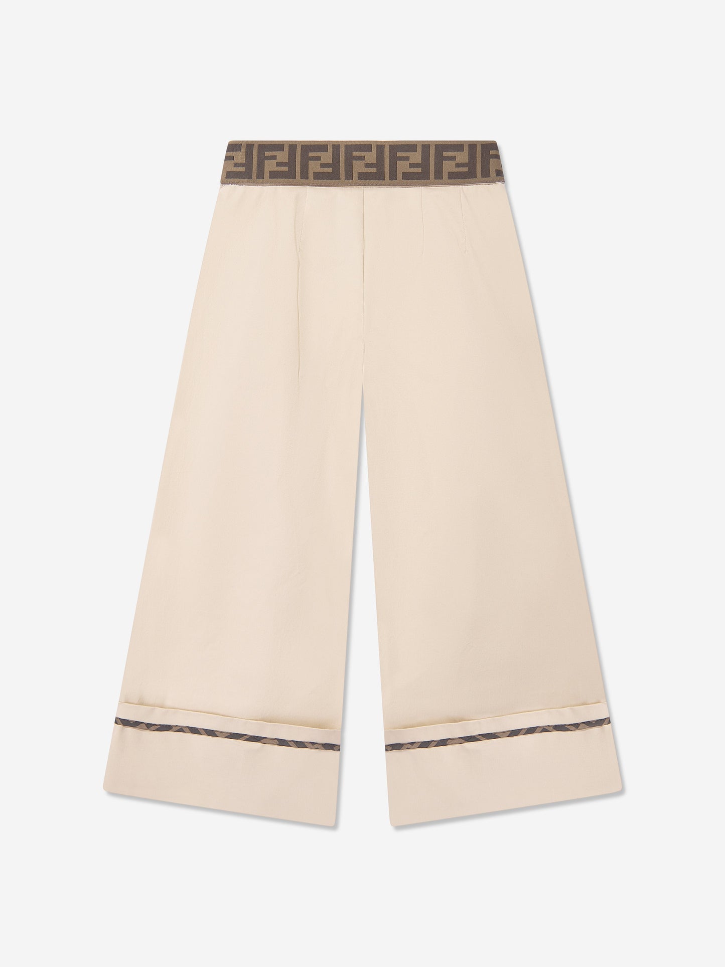 Fendi Girls Stretch Gabardine Trousers in Beige