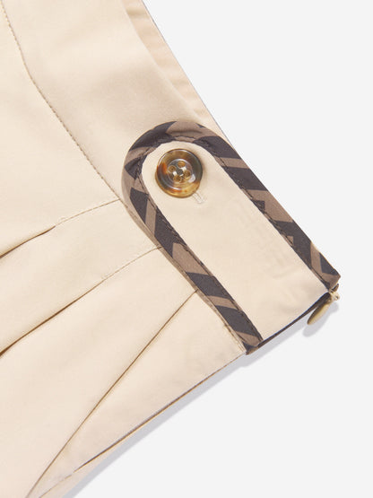 Fendi Girls Stretch Gabardine Trousers in Beige