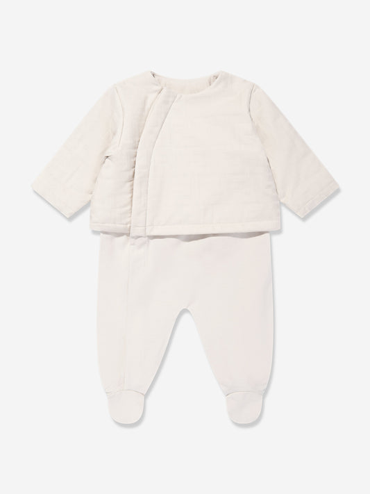 Fendi Baby 3 Piece Babygrow Set in Beige