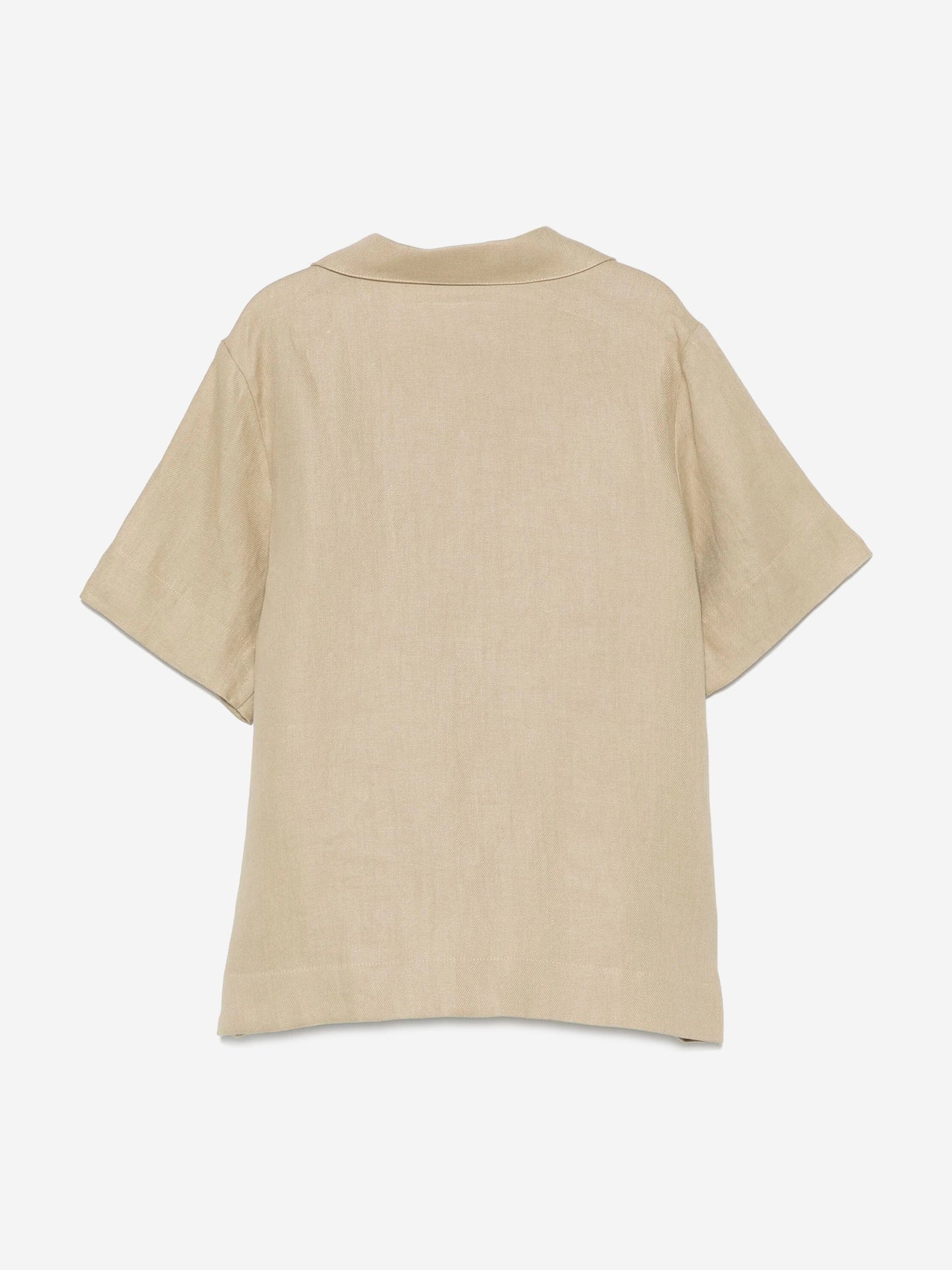 Fendi Boys Linen Logo Shirt in Beige