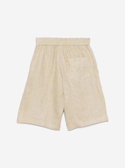 Fendi Boys Linen Bermuda Shorts in Beige